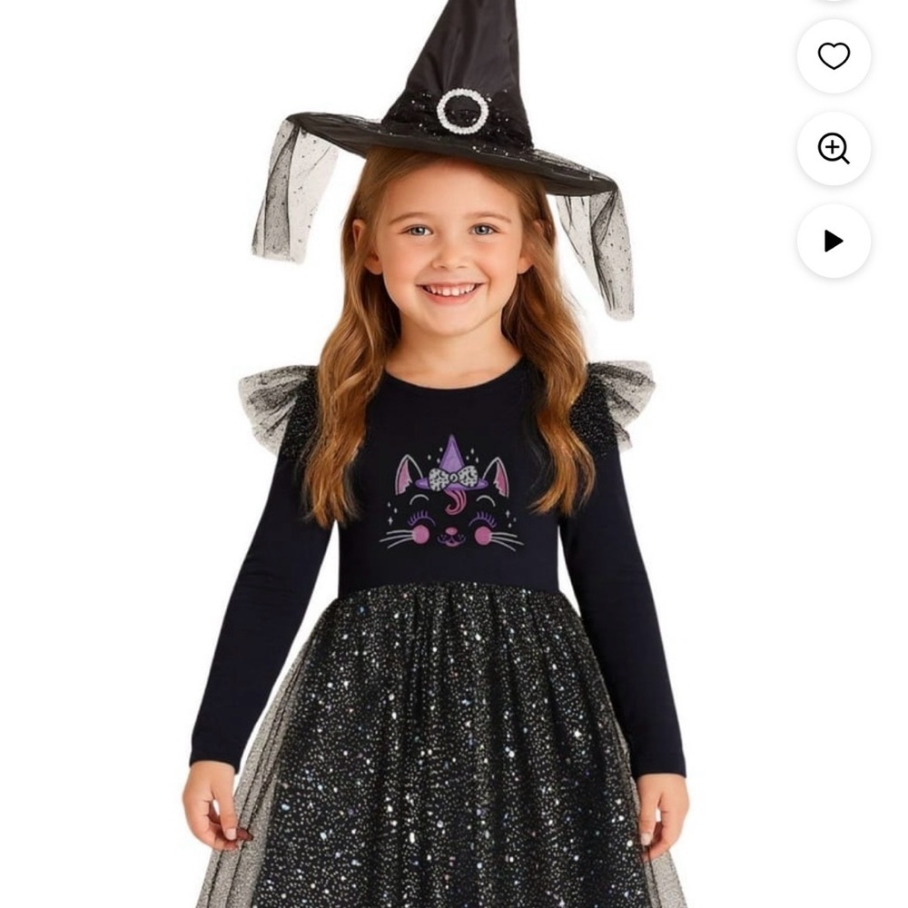 Sparkly Black Cat Witch Costume for Kids